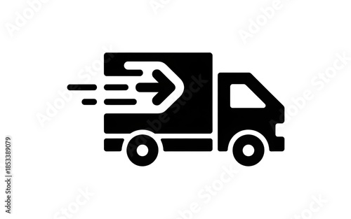 Fast delivery truck speeding with motion lines