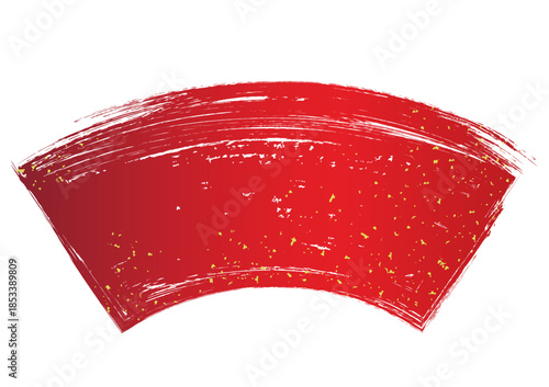 金箔と手書き筆タッチの扇形フレーム/赤