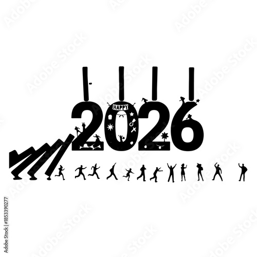 People celebrating the arrival of the year 2026
