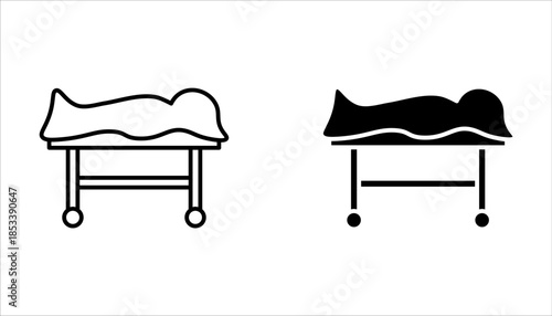 Dead body icon set. Death rate silhouette icon. Body in the morgue on white background