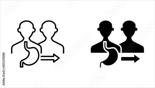 organ transplantation icon set. human organ donation on white background