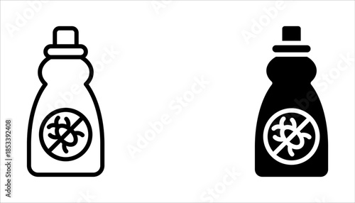 Pesticide icon set, bottle with Bug icon on white background