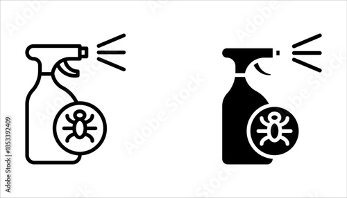 Pesticide icon set, bottle with Bug icon on white background