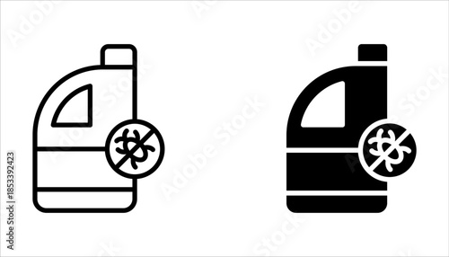 Pesticide icon set, bottle with Bug icon on white background