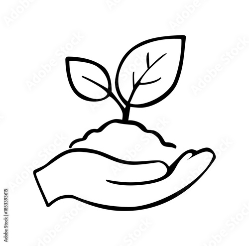 Cartoon Icon Environment Tree Planting For Protect Earth Simple Digital Design