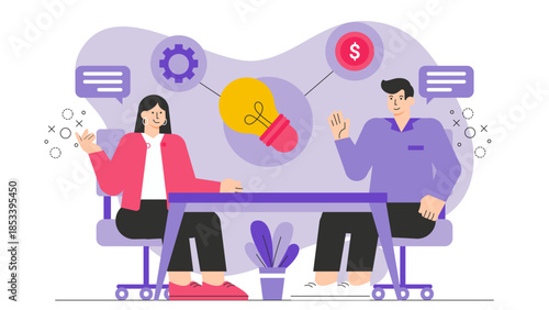 Design thinking workshop Flat Vector Illustration
