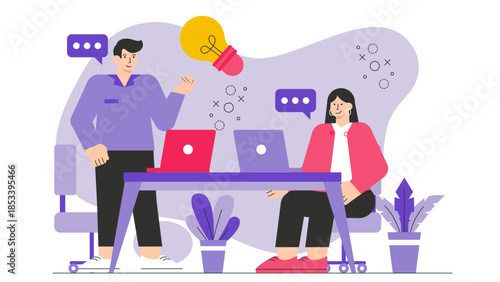 Green corporate initiative Flat Vector Illustration