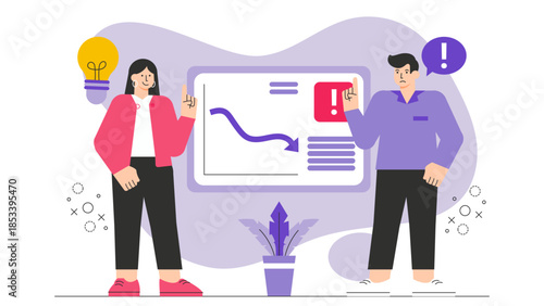 Business people managing crisis situation Flat Vector Illustration