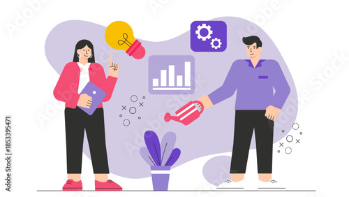 Sustainability business strategy Flat Vector Illustration