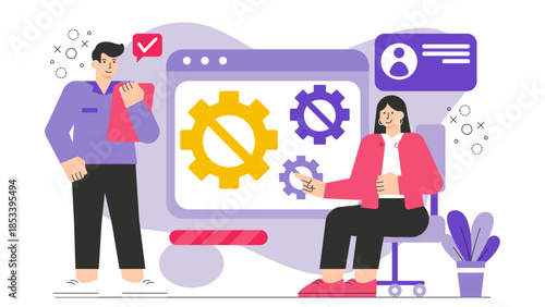 Flat vector of innovation lab and prototype testing Flat Vector Illustration