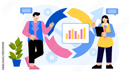 Continuous improvement process Flat Vector Illustration