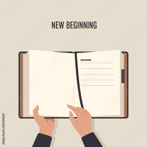 Open Book New Beginning Concept With Hands Turning Page