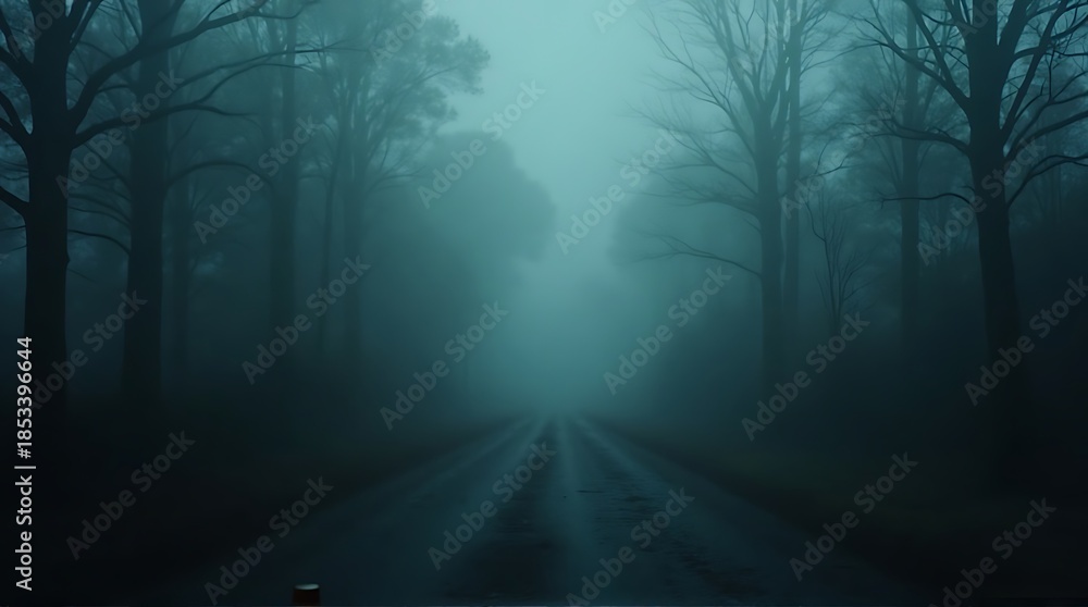 Fototapeta premium Misty Forest Road at Night