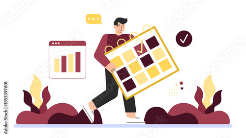 Flat illustration of manager delegating tasks