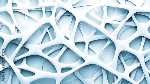 Abstract white organic network structure on a light blue background.