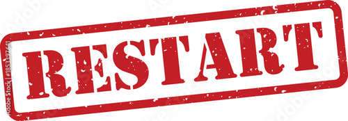 Red grungy restart rubber stamp