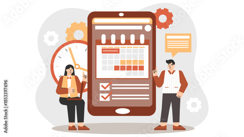 Business people working with digital calendars