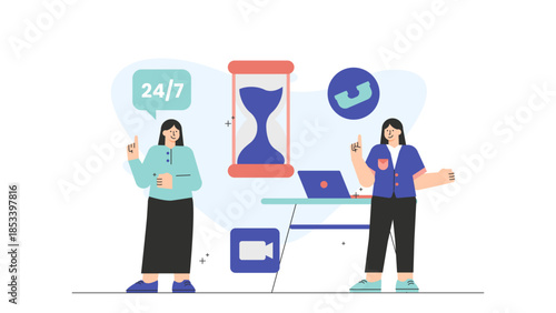 Business team managing time effectively