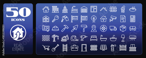 Real Estate Construction Line Icons Pack