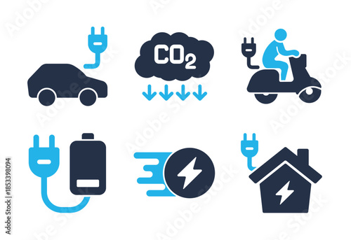 Eco-Friendly Energy Solutions icon set. Solid glyph series icons