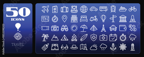 Travel and Tourism Outline Icons Pack