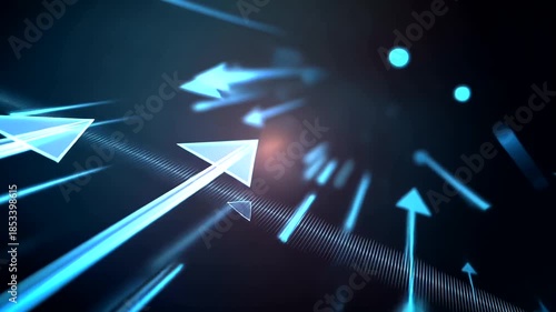 Abstract blue arrows pointing upwards, representing growth and progress in business.