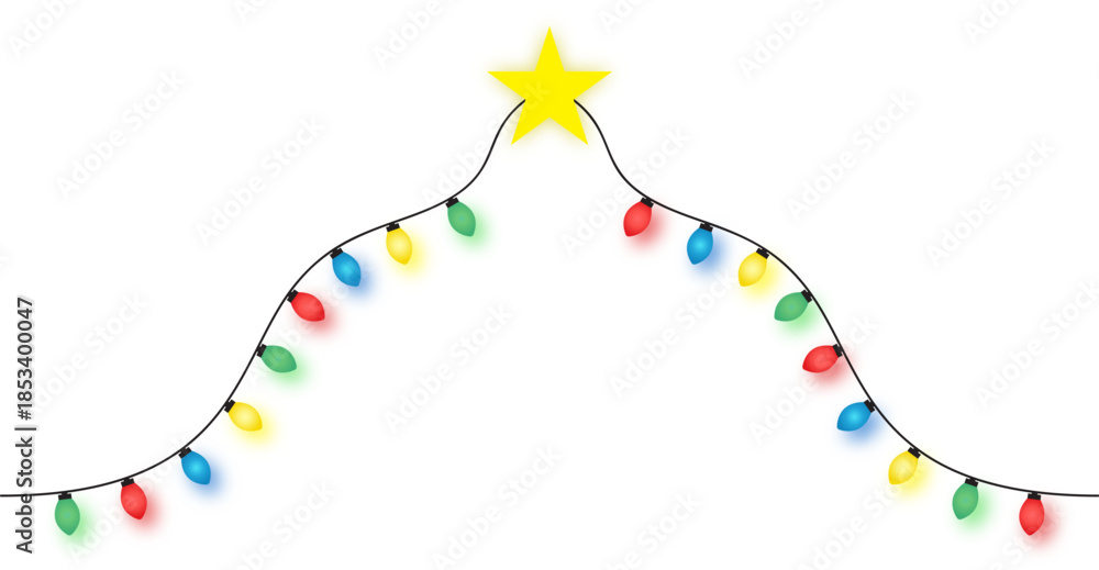 Obraz premium Christmas Tree Shaped String Lights with Glowing Star