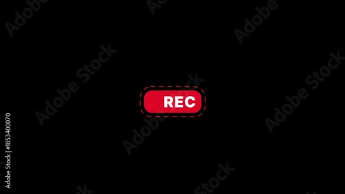 Red Recording Button Vector Icon with REC Text for Video Camera and Digital Media Interface