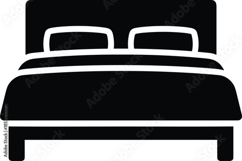 Comfortable double bed icon vector for bedroom interior design home furniture hotel accommodation sleep relaxation apartment living
