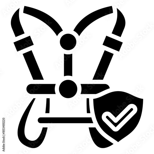 Harness Glyph Icon Mini Illustration, Use For Modern Concept, Print, Ui, Ux Kit, Web And App Development. Vector Related To Firefighter, Rescue And More