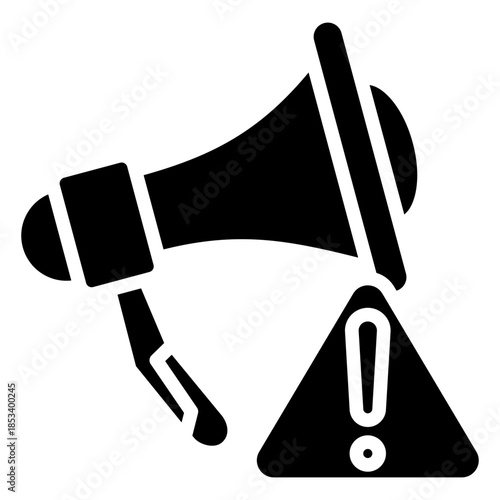 Megaphone Glyph Icon Mini Illustration, Use For Modern Concept, Print, Ui, Ux Kit, Web And App Development. Vector Related To Firefighter, Rescue And More