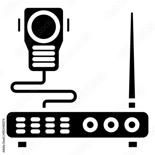 Radio Glyph Icon Mini Illustration, Use For Modern Concept, Print, Ui, Ux Kit, Web And App Development. Vector Related To Firefighter, Rescue And More