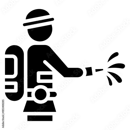 Fireman Glyph Icon Mini Illustration, Use For Modern Concept, Print, Ui, Ux Kit, Web And App Development. Vector Related To Firefighter, Rescue And More