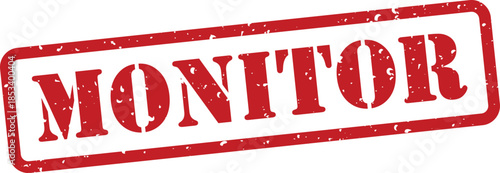 Red rubber stamp with monitor text