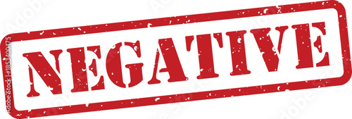 Red rubber stamp with negative text