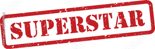 Red rubber stamp with superstar text