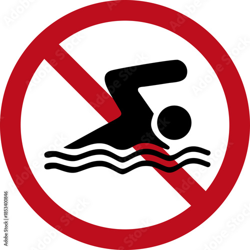 No Swimming Prohibited Sign Icon for Safety and Warning