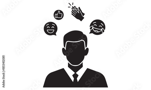 Businessman experiencing positive social media interactions