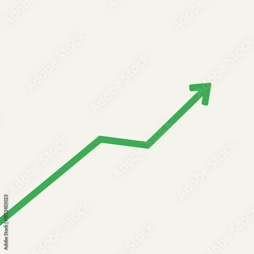Green Arrow Graph Line Ascending Upwards Against Beige Background