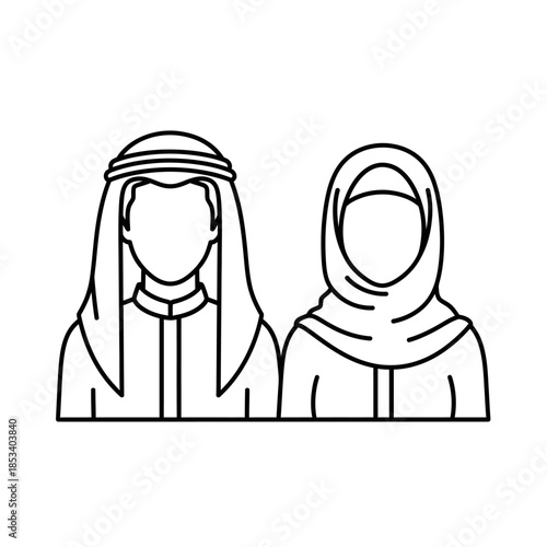 Minimalist avatar icons of arabian man and woman