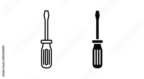 Two screwdrivers, one black and one white, with Phillips head and handle, on a plain white background.