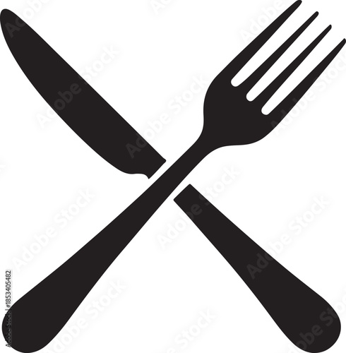 Fork Over Knife Crossed Symbol. Restaurant and Dining Symbol Vector. Food Service Cutlery Icon Illustration.