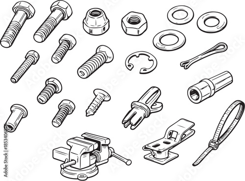 Safety Gear for Mechanics Line Art Set.eps