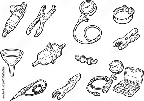 Cooling System Tools Line Art Set.eps