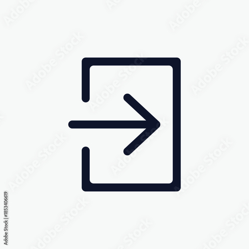 Modern square login sign in line icon vector, featuring a bold arrow entering a rectangular door frame