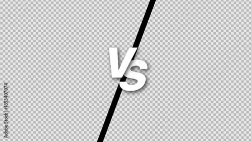 VS Versus Text Screen Template on Transparent Background, Comparison Battle Graphic with Diagonal Line, Competition Background for Gaming, Sports, Fighting, and Product Comparison Illustration
