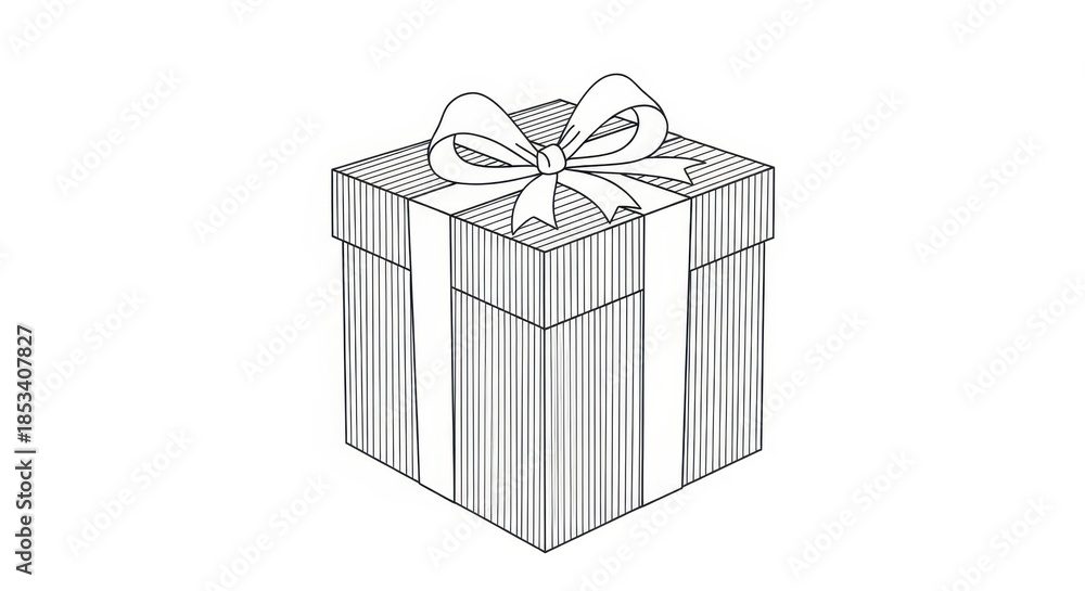 Obraz premium Outlined gift box with ribbon design, perfect for minimalistic celebrations design