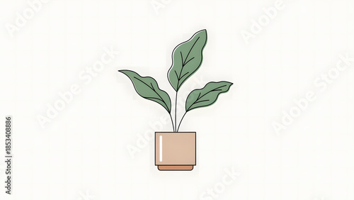 Botanical Elegance: A simple houseplant in a minimalist setting, embodying tranquility and nature's grace.