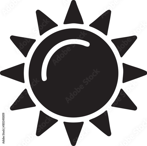 Minimal Black Sun Icon Weather Summer Solar Energy Nature Brightness Symbol Design