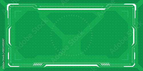 Futuristic green display interface with a sleek design and digital patterns.